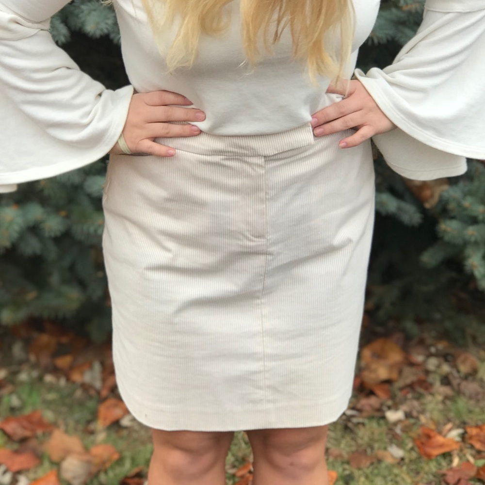 Cream & White striped skirt